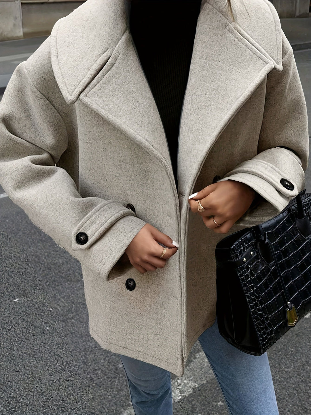 Elise| Stylish Double-Breasted Jacket with Button Details