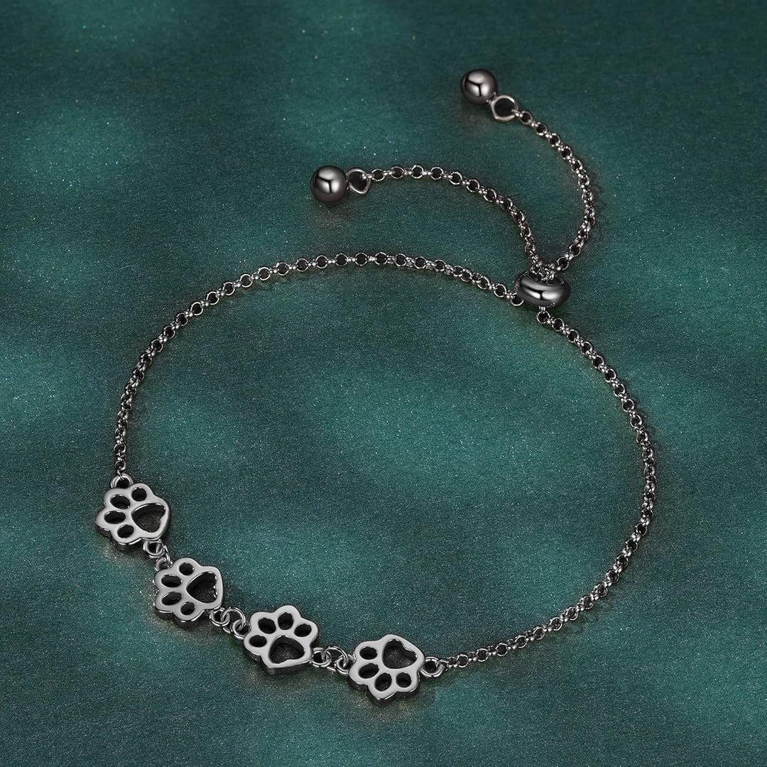 Silver Paw Print Bracelet – Adjustable Fit