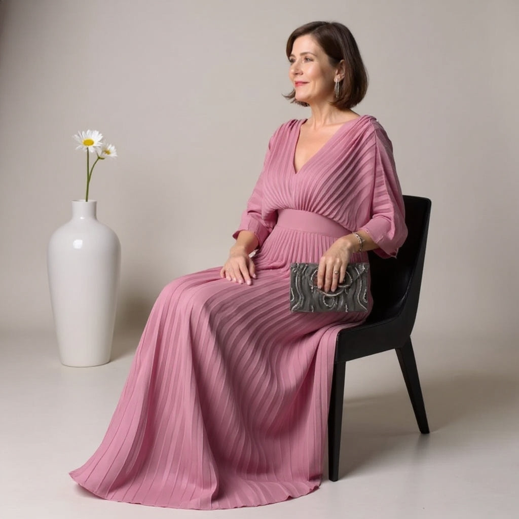 Greta | Flow Pleated Maxi Dress – Where Ease Meets Elegance