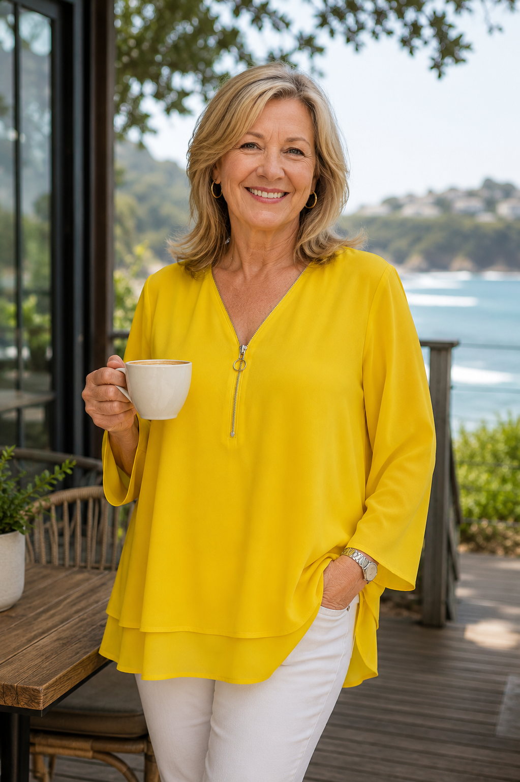 Sienna | Lightweight Chiffon Zipper Blouse