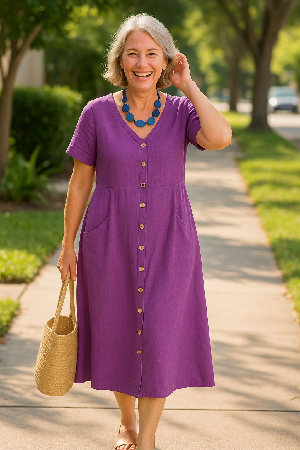 Anna | Everyday Comfort Cotton–Linen Midi Dress (AU 10–24)