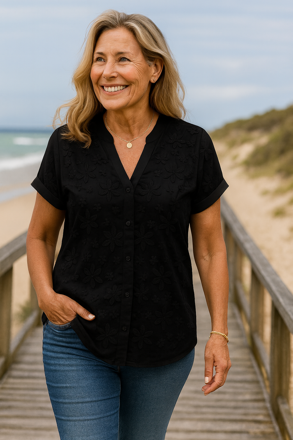 Rena Natural Cotton-Linen Top