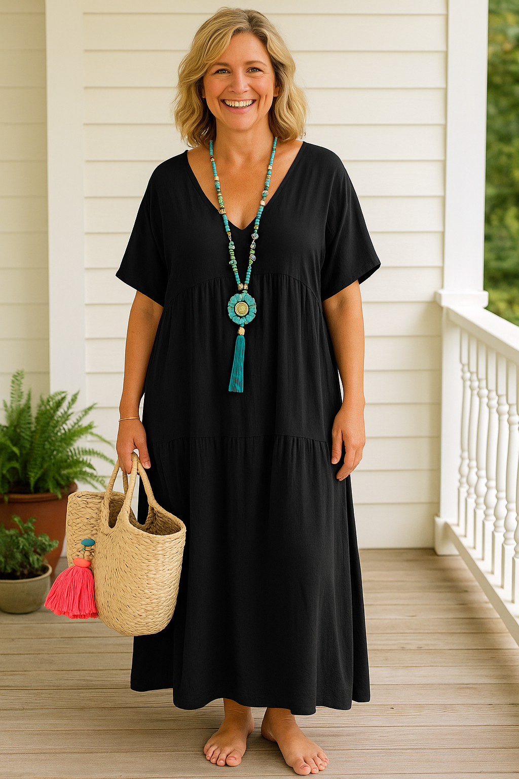 Elarin | Airflow Midi Dress – Effortless Grace, Everyday Comfort