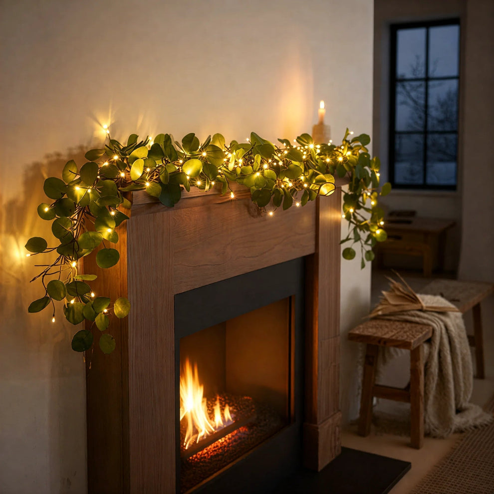 EucaGlow LED Garland – Wireless Warm Eucalyptus Lighting
