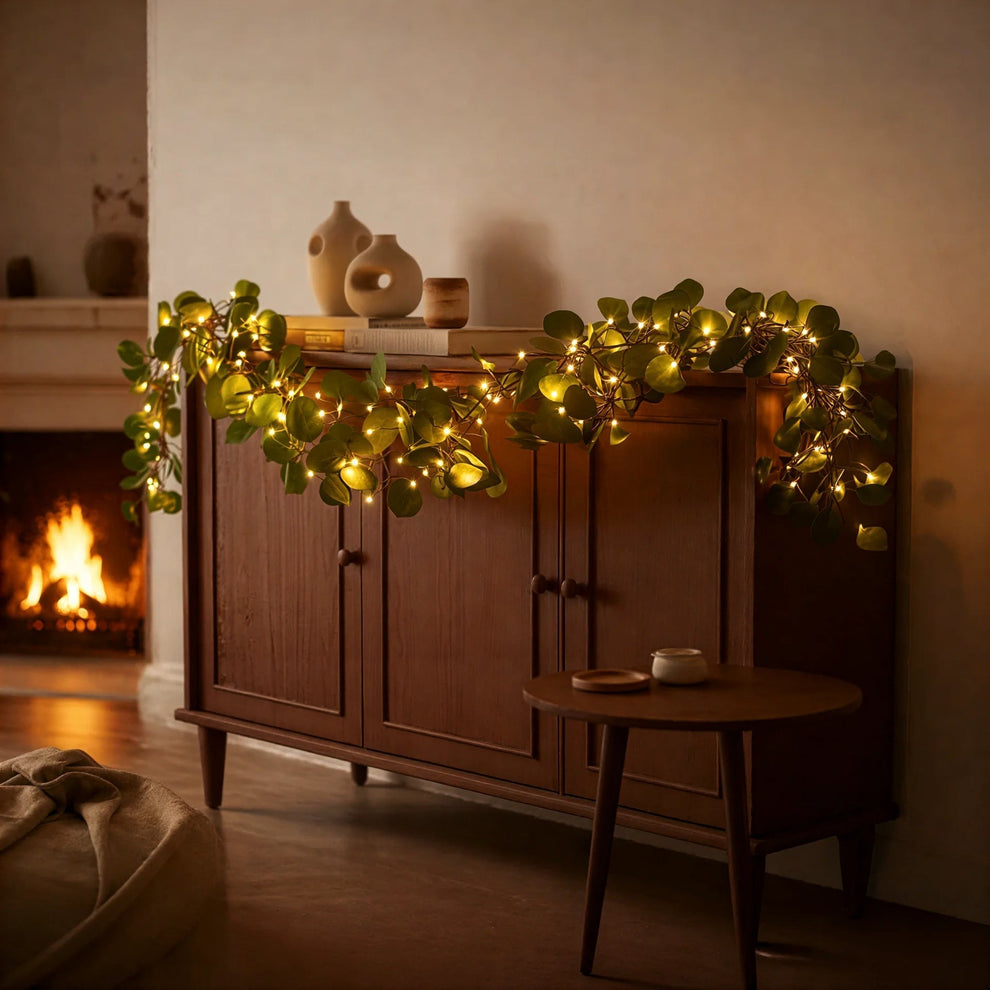 EucaGlow LED Garland – Wireless Warm Eucalyptus Lighting