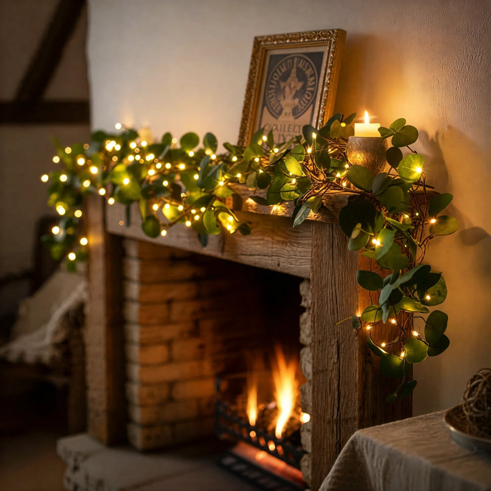 EucaGlow LED Garland – Wireless Warm Eucalyptus Lighting
