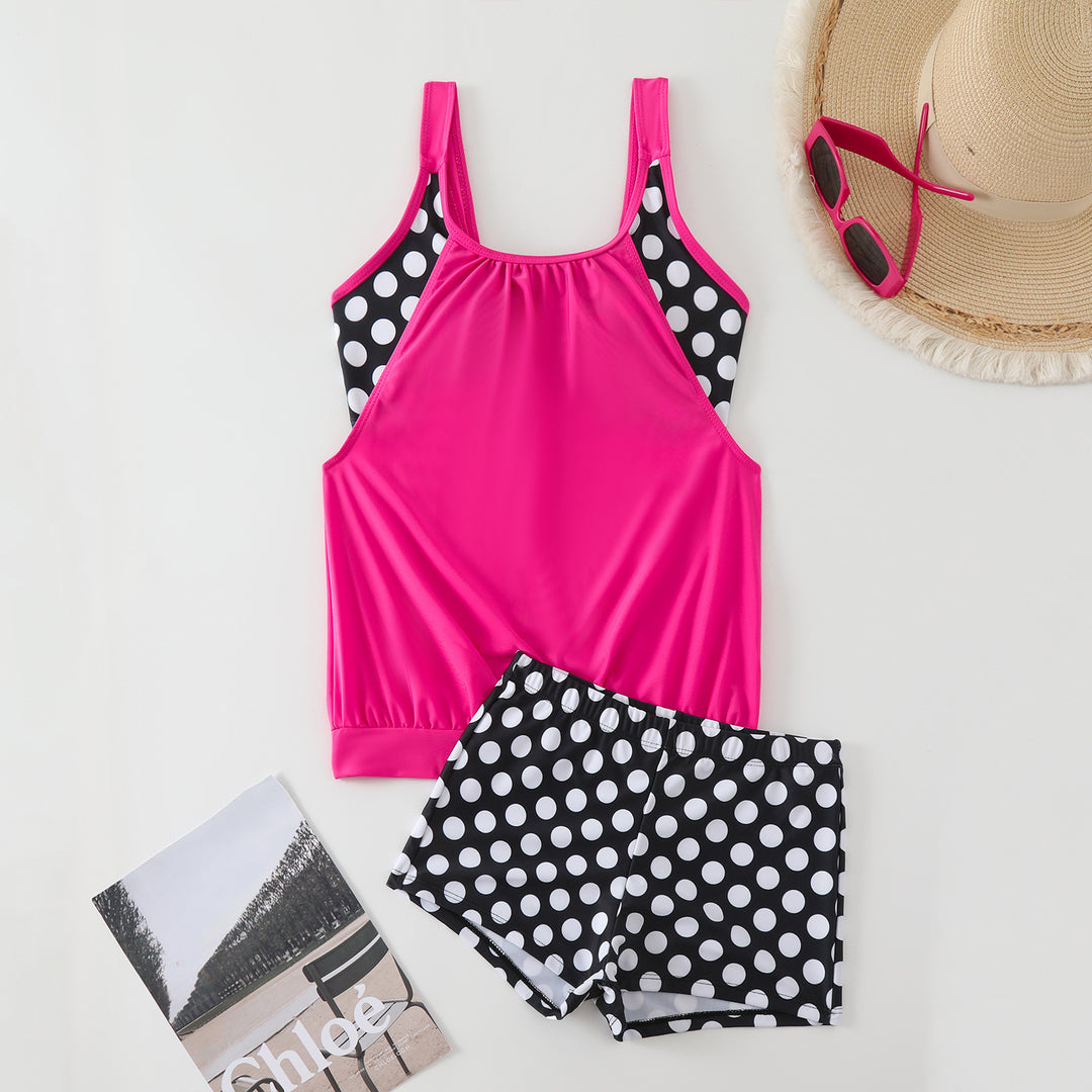 The Serenity Dot Tankini Set – Flattering Coverage & Matching Shorts