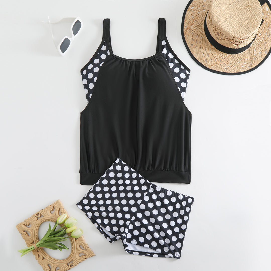The Serenity Dot Tankini Set – Flattering Coverage & Matching Shorts