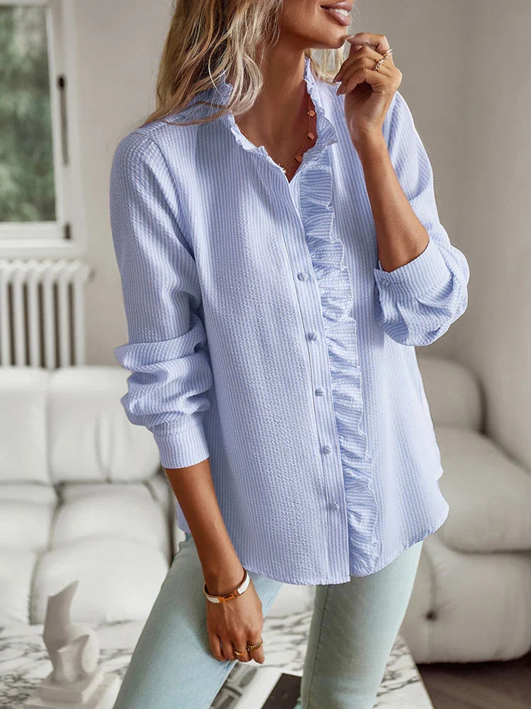 Helen | Ruffle-Trim Blouse – Soft Elegance, Made for You