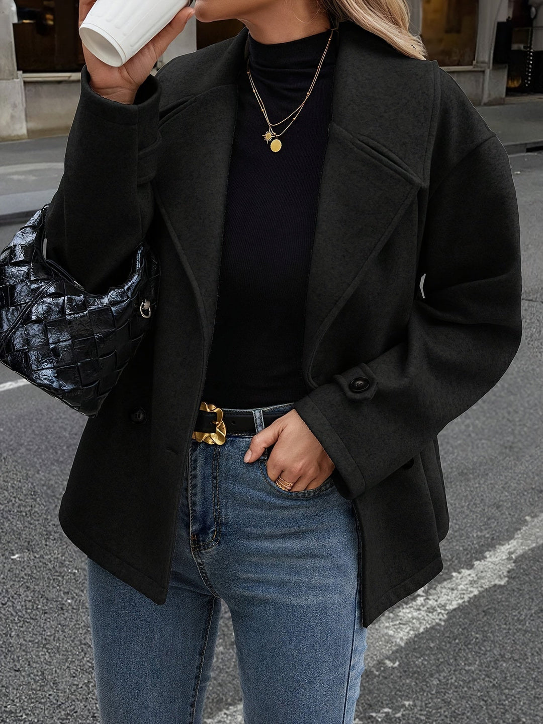 Elise| Stylish Double-Breasted Jacket with Button Details