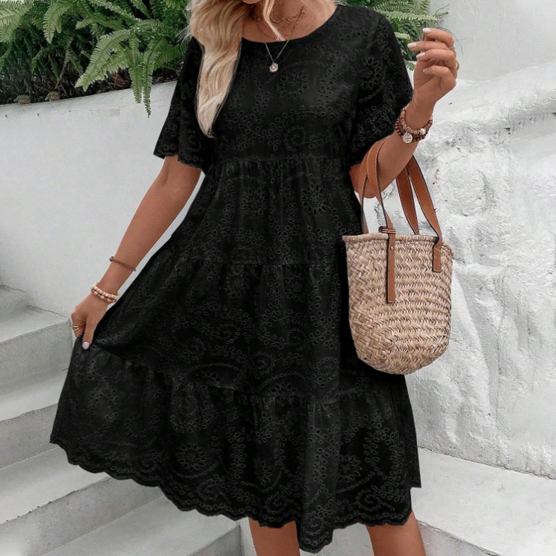 Lina | Breathable Cotton-Blend Eyelet Dress