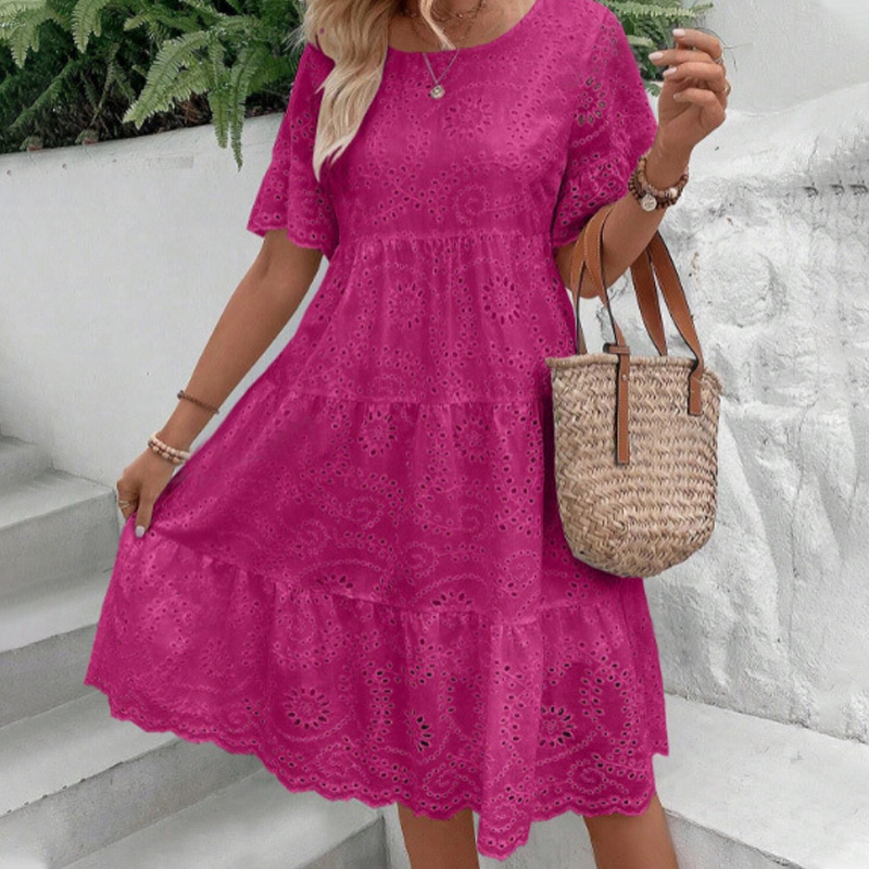 Lina | Breathable Cotton-Blend Eyelet Dress