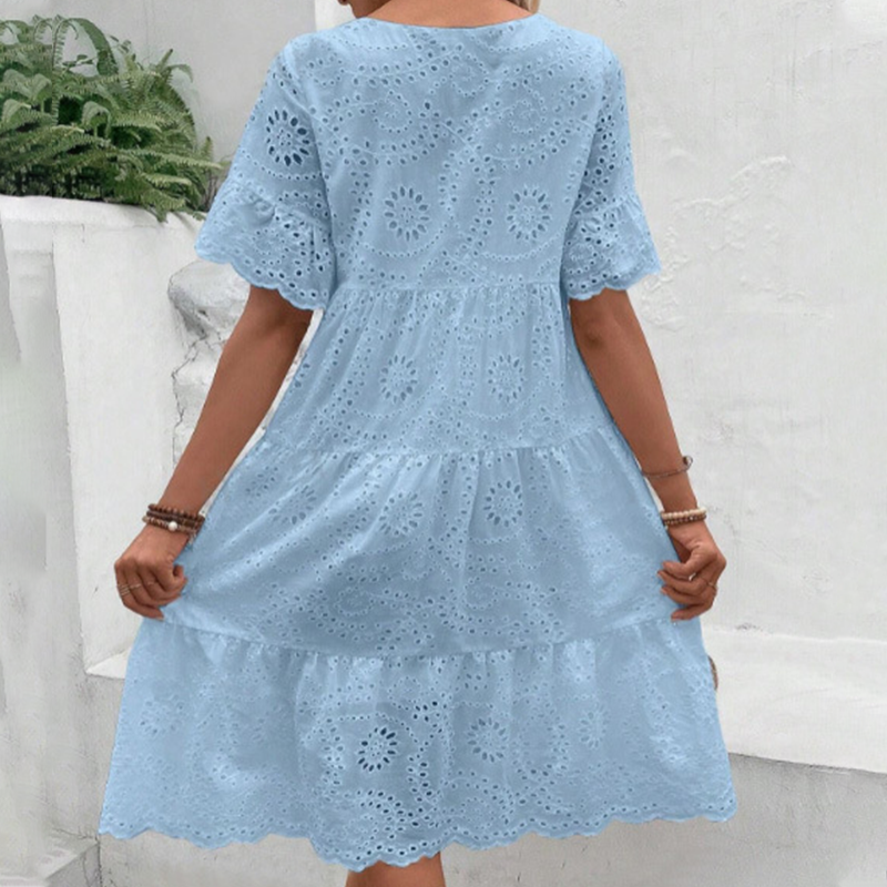 Lina | Breathable Cotton-Blend Eyelet Dress